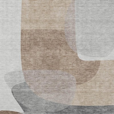 HomeRoots 5' X 8' Brown And Gray Abstract Washable Indoor Outdoor Area Rug