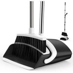 Broom and Dustpan Set for Home, 51-in Long Adjustable Handle Angle Broom with Dust Pan Teeth for Hair Cleaning - 1 of 4