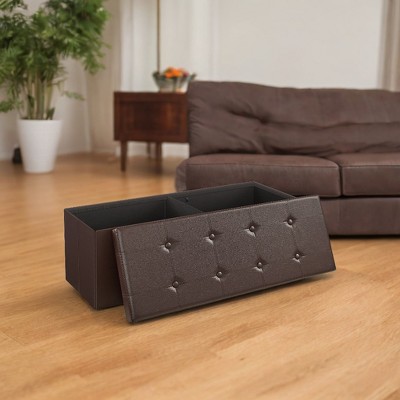 43" Folding Storage Ottoman Bench, Storage Chest, Footrest, End of Bed Bench, Holds up to 660 lb