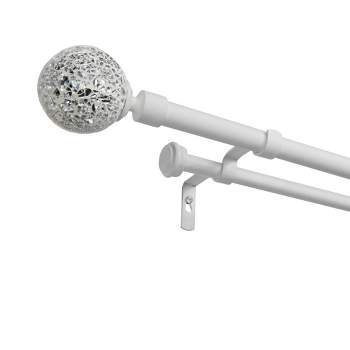 Exclusive Home White Mosaic Double Curtain Rod