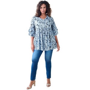 Roaman's Hand Crinkled Flutter Sleeve Tunic - 1 of 4