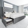 Bed Frame with 4 Storage Drawers and Charging Station, Button Tufted Upholstered Platform Bed with Storage - 4 of 4