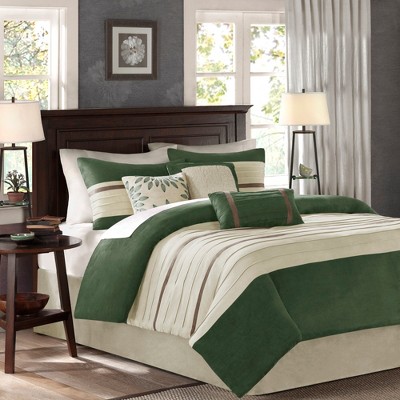 Madison Park Luxury Faux Suede Design Comforter Set, All Season Down Alternative Bedding, Matching Shams, Decorative Pillow, Bed Skirt, Navy ,Cal King — фото 2