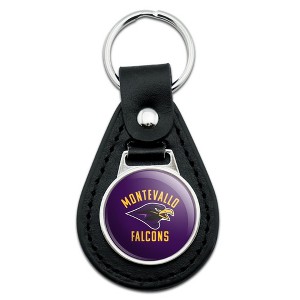 University of Montevallo Falcons Logo Black Leather Keychain - 1 of 4