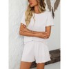 Women's Ribbed Pajama Set Short Sleeve Short Pant Lounge Wear Soft - 3 of 4