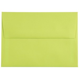JAM Paper A7 Colored Invitation Envelopes 5.25 x 7.25 Ultra Lime Green 96151 - 1 of 4