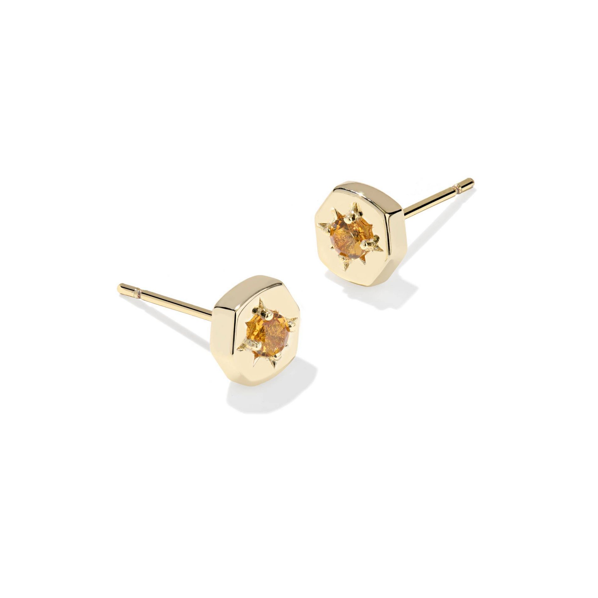 Kendra Scott Riley Stud Earrings - Gold/Orange Citrine