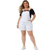 Agnes Orinda Women's Plus Size Adjustable Strap Pocket Roll Hem Denim Overall Jean Shorts - 3 of 4