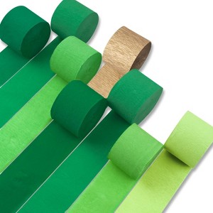 PartyWoo Crepe Paper Streamers Green Gradient Deep 8 Rolls 656 ft 1.8Inch x 82Ft Rolls - 1 of 4