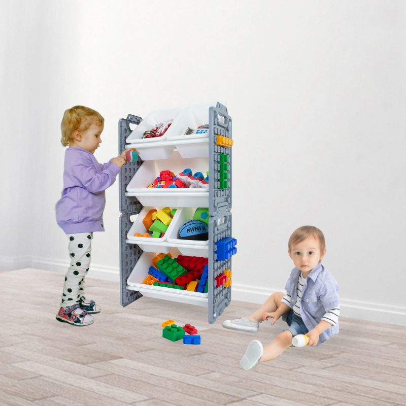 UNiPLAY Toy Organizer With 6 Removable Storage Bins and Block Play Panel, Multi-Size Bin Organizer, 3 of 10