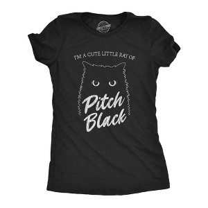 Womens I'm A Cute Little Ray Of Pitch Black Tshirt Funny Pet Cat Kitty Halloween Graphic Novelty Tee - Crazy Dog Women's T Shirt - 1 of 4