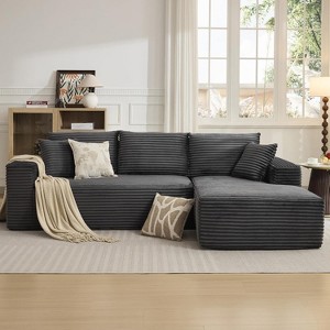 108" L-Shaped Corduroy Sectional Sofa - Plush Modular Couch with Left Chaise, No Assembly Required, Modern Lounge Sofa for Living Room - 1 of 4