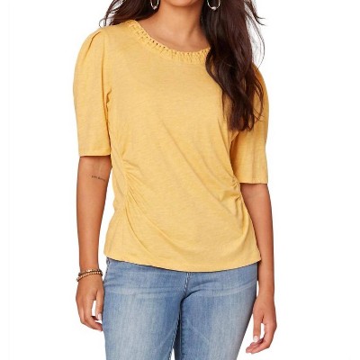 Women's Heathered Dandelion Scoop Neck Top - Democracy