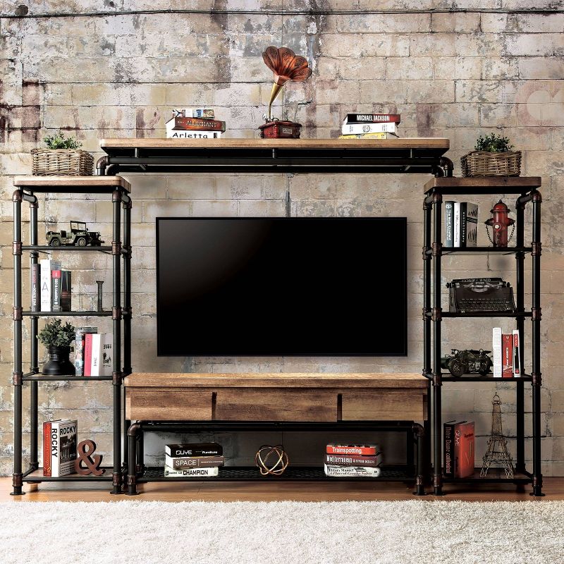 Stonehedge Industrial Pipe Inspired TV Stand for TVs up to 60&#34; Black/Natural - HOMES: Inside + Out, 5 of 6