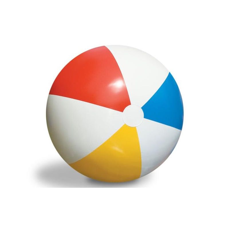 Swim Central 36" White and Red Classic Inflatable 6 Panel Beach Ball, 1 of 3
