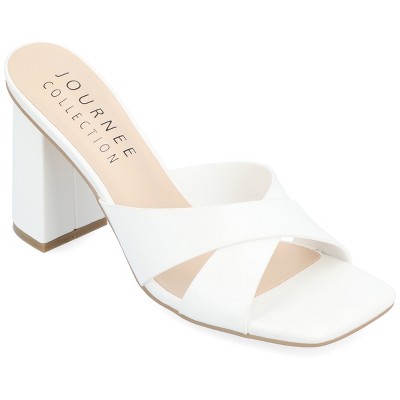 Journee Collection Womens Chazz Vegan Leather Block Heel Sandals
