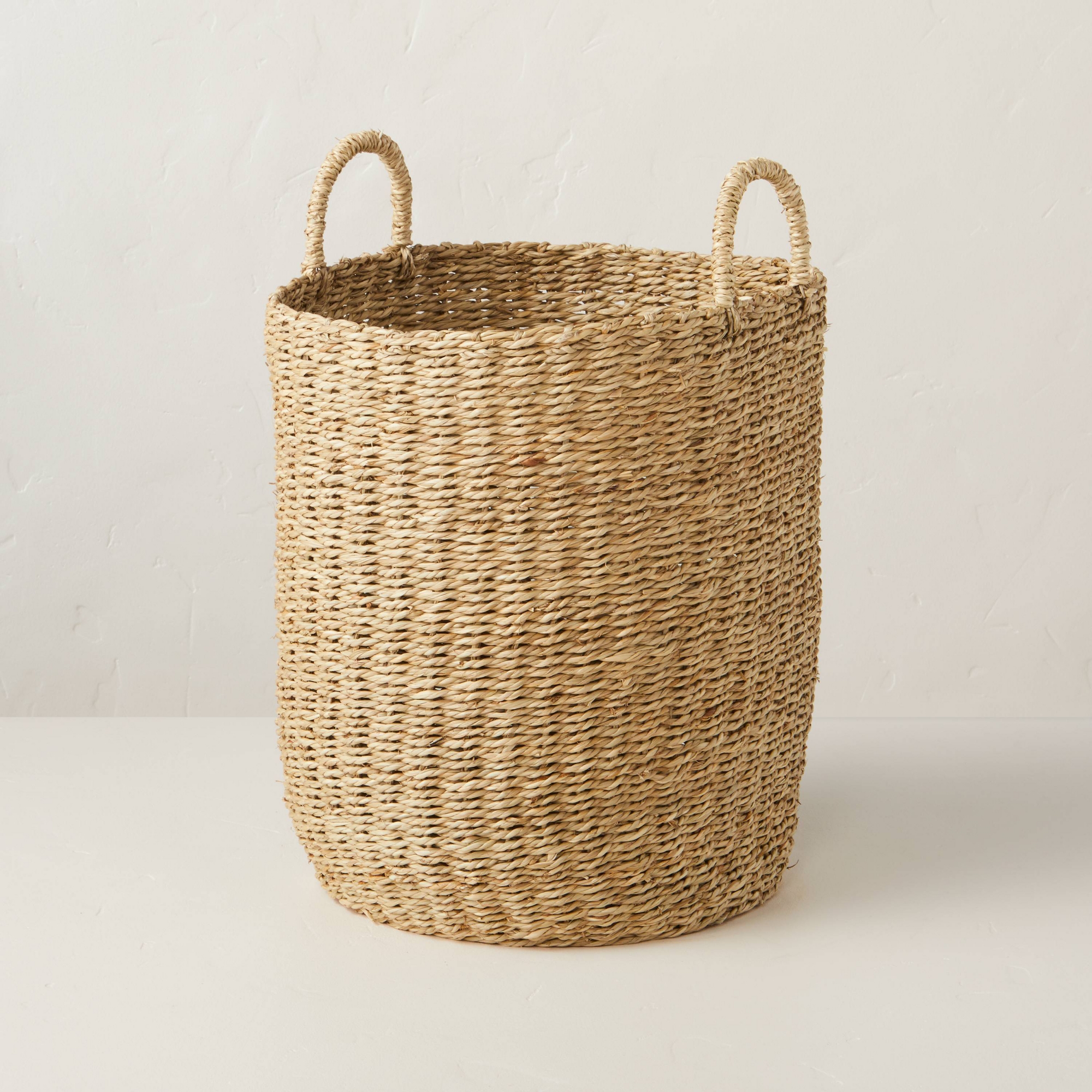 Large Twisted Seagrass Storage Basket - Hearth & Hand™ with Magnolia: Artisanal, Farmhouse Style, Organizing Bin