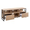58.75" Contemporary TV Stand in Natural Wood and Black Steel by LumiSource with 3 Display Shelves and Pull-Out Drawers for Living Room - 2 of 4
