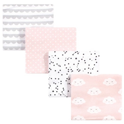 Hudson Baby Infant Girl Cotton Flannel Receiving Blankets, Pink Clouds ...