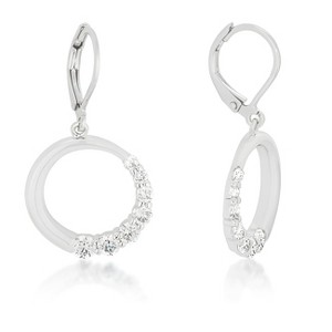 Slickblue 2 Carat Graduated CZ Circle Earrings for Women, Rhodium Plated, Clear Cubic Zirconia, Post Back - 1 of 3