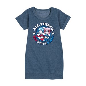 - Dr. Seuss - All Things Red, White and Blue Graphic Short Sleeve Fleece Dress - 1 of 4