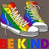 Adult Design By Humans Be Kind Sneakers LGBTQIA PrideBy Legato Tendo Racerback Tank Top - 2 of 2