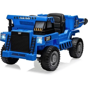12V Ride on Dump Truck for Kids, with Electric Dump Bed, Remote Control and Extra Shovel, USB, MP3, Music Player - 1 of 4