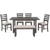 6-Piece Dining Table Set Includes 1 Table 4 Upholstered Chairs & Bench Dining Room Table Set For Living Guest Room Home Bar Kitchen, Grey - 3 of 4