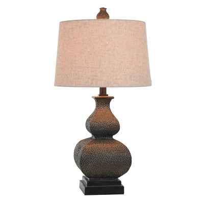 Berkshire Brown Hammered Bronze Table Lamp with White Linen Shade