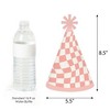 Big Dot of Happiness Pink Checkered Party - Cone Happy Birthday Party Hats for Kids and Adults - Set of 8 (Standard Size) - 3 of 4