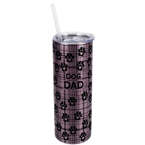 Elanze Designs Plaid Paw Prints Rose Gold 20 Ounce Double Wall Stainless Steel Glitter Travel Tumbler With Sliding Lid And Straw, Dog Dad - 1 of 4