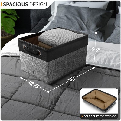 Sorbus Large Black and Gray Fabric Collapsible Storage Bins with Handles