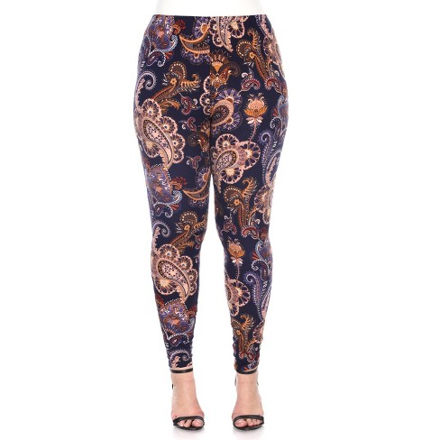 Women's Plus Size Printed Leggings Purple/Gold Paisley One Size Fits Most  Plus - White Mark