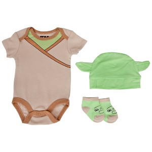 Kids Star Wars The Child Grogu Costume 3-Piece Bodysuit Set - 1 of 2