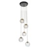 ALOADECOR 12'' 5-Light Modern Clear Ripple Glass Staircase Chandelier Globe Bubble Textured Glass Pendant In Matte Black For Foyer Entryway - 3 of 4