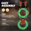 Angel Sar 48-Inch Christmas Wreath, 315 LED Outdoor Decoration with Green Metal Frame and Red Bow, Timer Remote Control for Home Exterior - 4 of 4