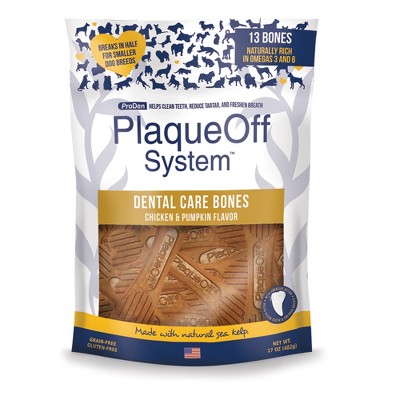 ProDen PlaqueOff System Dental Care Bones with Chicken & Pumpkin Flavor for Dogs 17 oz