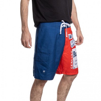 Budweiser Mens Budweiser Red White and Blue Beer Label Swim Board Shorts - 2XLarge — фото 4