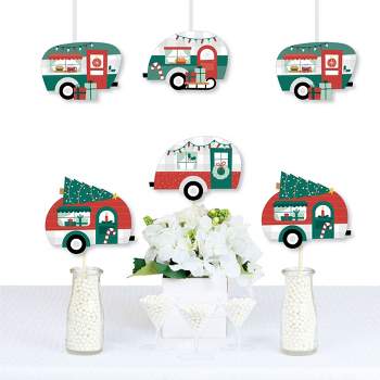 Big Dot of Happiness Camper Christmas - Decorations DIY Red and Green Holiday Party Essentials - Set of 20