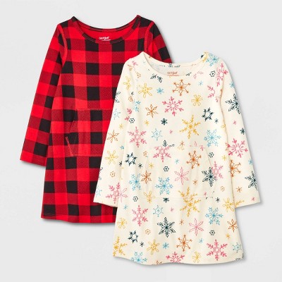 Toddler Girls' Adaptive 2pk Long Sleeve Dress - Cat & Jack™ Red/Cream