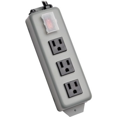 Tripp Lite Waber Power Strip Metal 5-15R 3 Outlet 5-15P 6' Cord - NEMA 5-15P - 3 NEMA 5-15R - 6ft