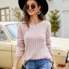 Women Fall Tops Pullover Sweaters Rib Texture Soft Knitwear with Crew Neck 2025 Trendy Back Strap Tie Pullovers Elegant Jumper - 3 of 4
