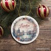 Vintage London Watercolor Style Painting Ceramic Ornament, Floral Victorian Style European Gift| OrnamentallyYou - 4 of 4