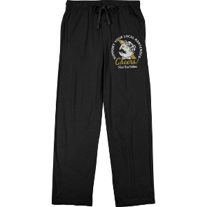 Pabst Blue Ribbon Cheers World Logo Men's Black Sleep Pajama Pants - 1 of 2