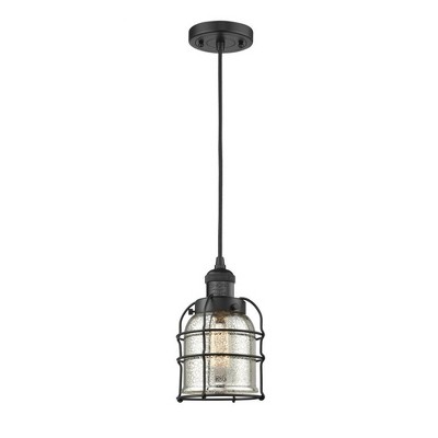 Bell Cage - 1 Light Cord Hung Mini Pendant In Traditional Style-9 Inches Tall and 6 Inches Wide