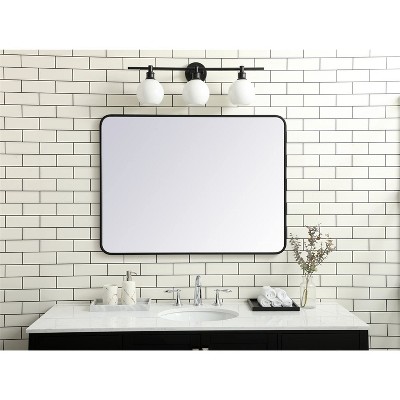Contemporary Black Wood Rectangular Mirror 30x40 Inch