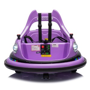 12V Kids Ride On Bumper Car Electric Car for 1.5-5 Years Remote Control LED Lights Bluetooth 360¡ã Spin Anti-Collision Padding Five-Point Safety Belt - 1 of 4