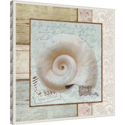 Nautical Seashell Beaded Framed Canvas Wall Art