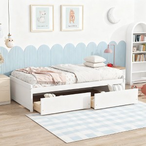 Luxystar Twin Size Wood Bed with 2 Drawers for Guest Rooms and Kids' rooms - 1 of 4