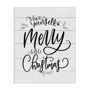 Stupell Industries Merry Little Christmas Planked Phrase, 16" x 20" - 1 of 4